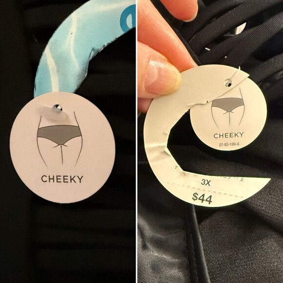 Decree High Waisted Cheeky Black Bikini Bottoms Size 3X With Strappy Sides - Picture 7 of 7